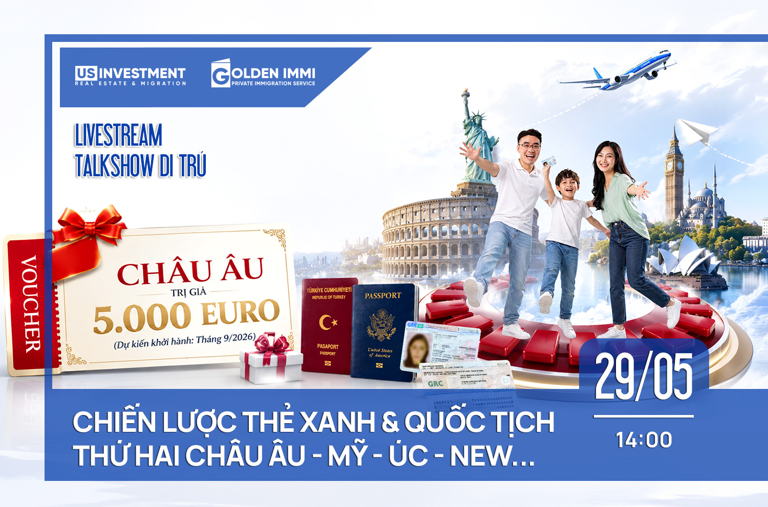 THẢO LUẬN CHIẾN LƯỢC | THẺ XANH & QUỐC TỊCH THỨ 2 CHÂU ÂU – MỸ – ÚC – NEW ZEALAND – THỔ NHĨ KỲ