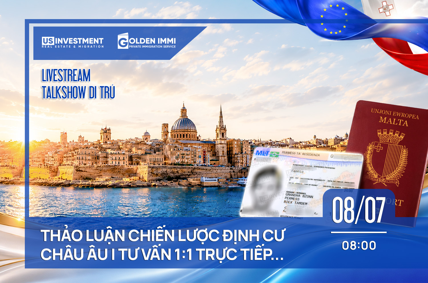THẢO LUẬN CHIẾN LƯỢC ĐỊNH CƯ CHÂU ÂU TƯ VẤN 1:1 TRỰC TIẾP CÙNG DR. CHARLON GOUDER LUẬT SƯ DI TRÚ HÀNG ĐẦU MALTA
